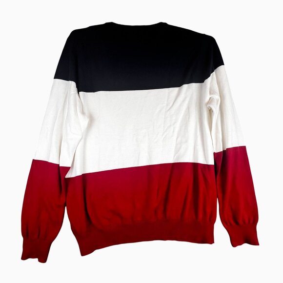 Tommy Hilfiger Mens Colorblock Crewneck Sweater XL Premium Cotton Navy White Red - Picture 4 of 11